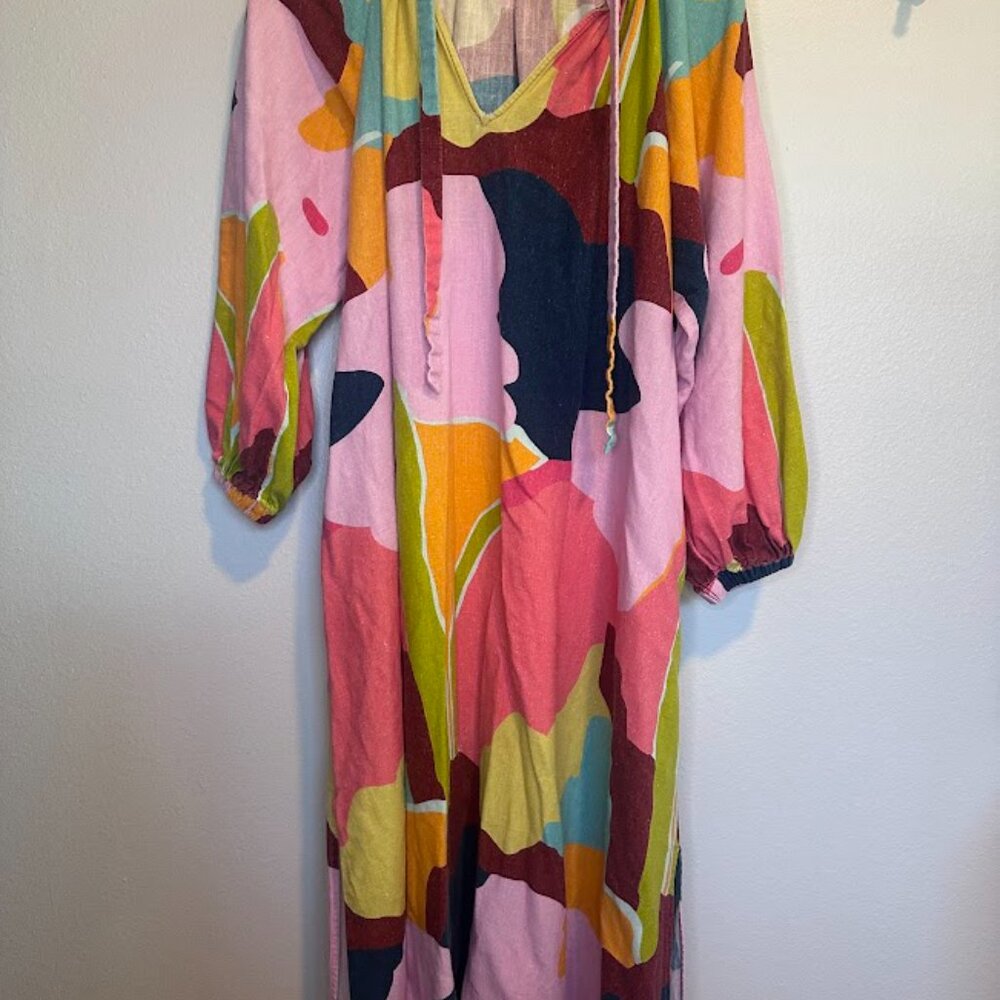 CROSBY by Mollie Burch Colorblock Maxi Dress in Pink, Green, Yellow, Navy - Picture 2 of 9